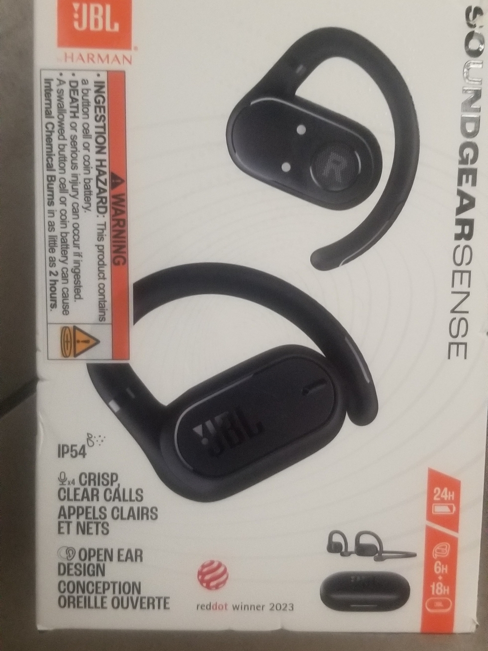 JBL Soundgear Sense Open-Ear Wireless Headphones - Black